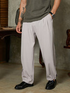 Campus Sutra Lightweight - Straight-Cuffed Pleated Trousers
