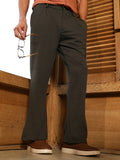Campus Sutra Micro-Waffle Straight-Leg Trousers