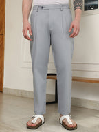 Campus Sutra Grey Pleated Trousers