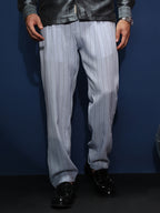 Campus Sutra Lightweight - Pinstripe-Pleated Chino Trousers