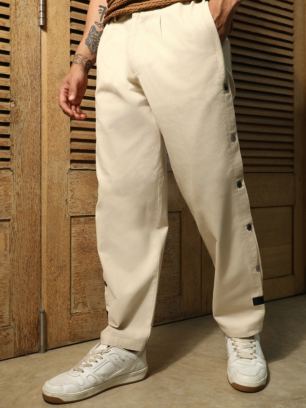 Campus Sutra Side-Snap Straight Trousers