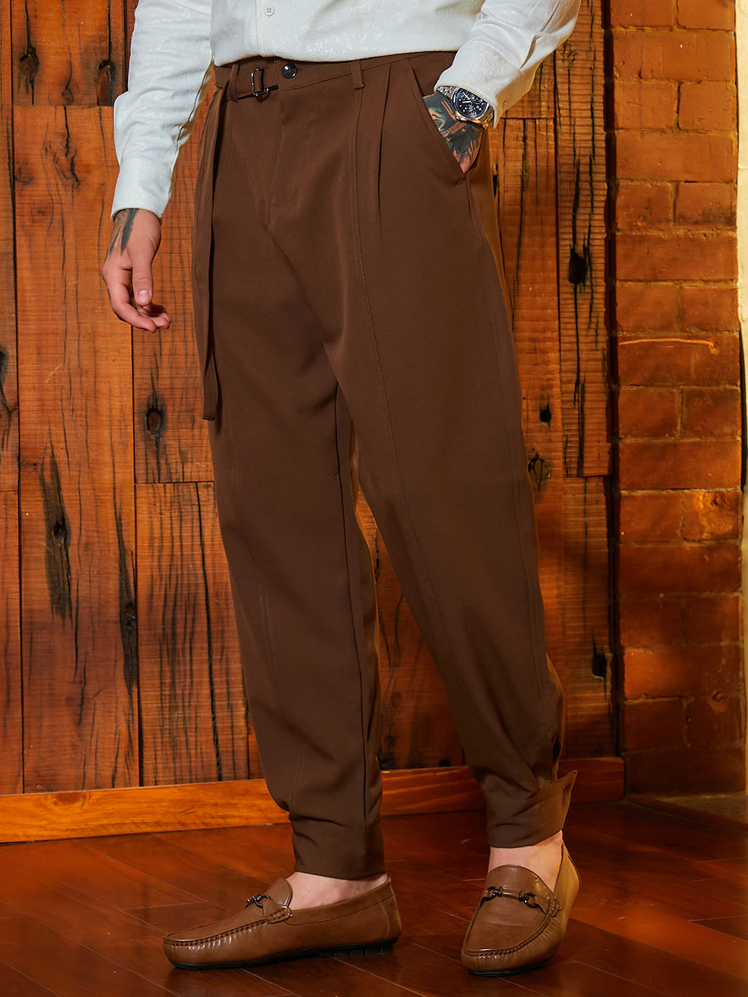 Campus Sutra Lightweight - Panelled Gurkha Trousers