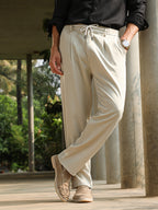 Campus Sutra Straight Pleated Trousers