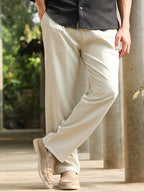Campus Sutra Straight Pleated Trousers