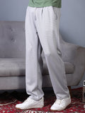 Campus Sutra Micro-Waffle Straight Trousers