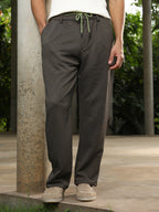 Campus Sutra Micro-Waffle Straight Trousers