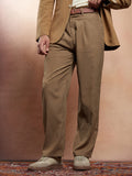 Campus Sutra Straight-Fit Pleated Tailored Trousers