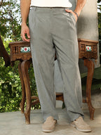 Campus Sutra Lightweight - Velvet Pleated Trousers