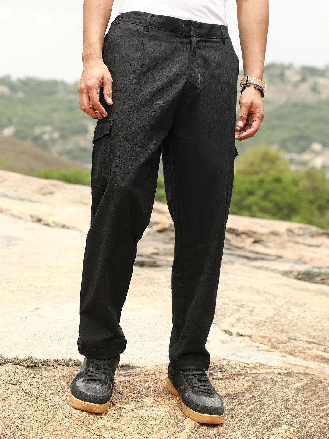 Campus Sutra Lightweight - Pleated Utility-Tapered Trousers