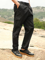 Campus Sutra Lightweight - Pleated Utility-Tapered Trousers