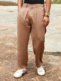 Campus Sutra Lightweight - Creased-Pleated Straight Trousers