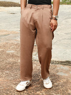 Campus Sutra Lightweight - Creased-Pleated Straight Trousers