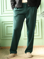 Campus Sutra Pleated-Ribbed Trousers