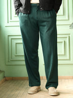 Campus Sutra Pleated-Ribbed Trousers