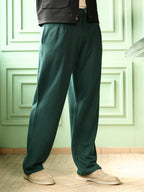Campus Sutra Pleated-Ribbed Trousers