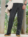 Campus Sutra Gazed-Imprint Straight-Fit Trousers