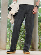 Campus Sutra Gazed-Imprint Straight-Fit Trousers