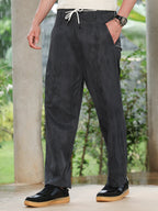 Campus Sutra Gazed-Imprint Straight-Fit Trousers