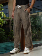 Campus Sutra Grazed-Imprint Straight-Fit Trousers