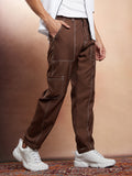Campus Sutra Contrast-Stitch Carpenter Utility Trousers