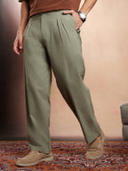 Campus Sutra Lightweight - Linen-Blend Cigrette Trousers