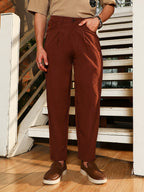 Campus Sutra Light Weight - Pleated-Tapered Trousers
