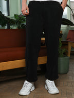 Campus Sutra Ribbed-Pleated Cuffed Trousers
