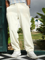 Campus Sutra Lightweight - Extended-Waistband Pleated Trousers