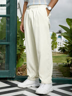 Campus Sutra Lightweight - Extended-Waistband Pleated Trousers