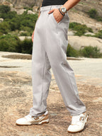 Campus Sutra Extended-Waistband Straight Trousers