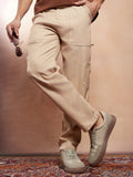 Campus Sutra Contrast-Stitch Carpenter Utility Trousers