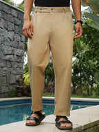 Campus Sutra Extended-Waistband Straight Trousers