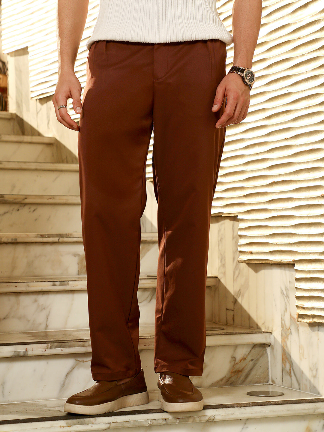Campus Sutra Pleated Tailored Trousers