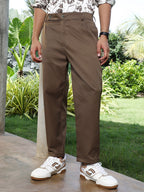 Campus Sutra Extended-Waistband Straight Trousers