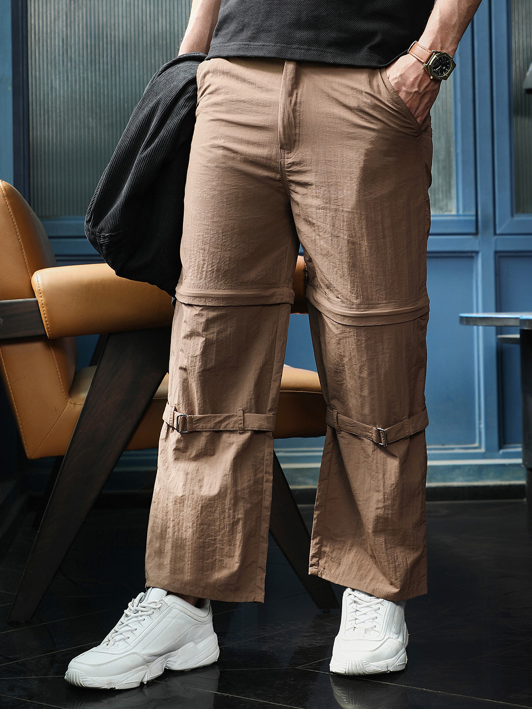 Campus Sutra Straight-Fit Modular Trousers