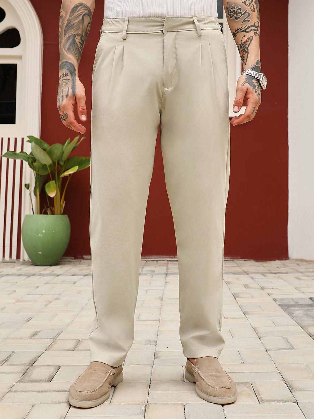 Campus Sutra Lightweight - Double-Pleated Tailored Trousers