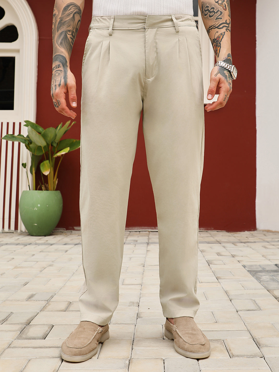 Campus Sutra Lightweight - Double-Pleated Tailored Trousers