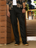 Campus Sutra Pleated-Dobby Cargo Trousers