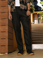Campus Sutra Pleated-Dobby Cargo Trousers