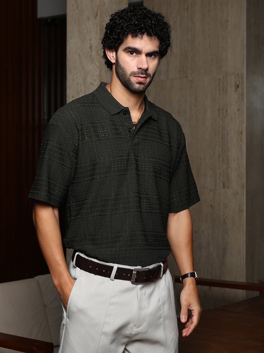 Campus Sutra Bohomian Oversized Polo T-Shirt