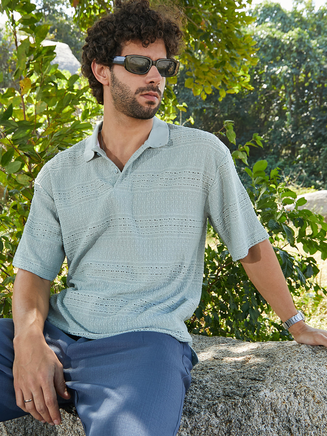 Campus Sutra Bohomian Oversized Polo T-Shirt