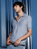 Campus Sutra Jacquard-Striped Polo T-Shirt