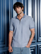 Campus Sutra Jacquard-Striped Polo T-Shirt