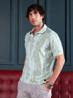 Campus Sutra Abstract-Gravel Print Polo T-Shirt