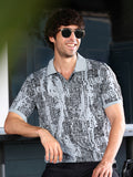 Campus Sutra Abstract-Gravel Print Polo T-Shirt