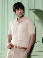 Campus Sutra Crevice-Jacquard Polo T-Shirt