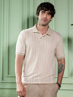 Campus Sutra Crevice-Jacquard Polo T-Shirt