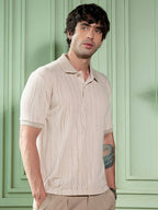 Campus Sutra Crevice-Jacquard Polo T-Shirt
