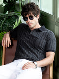 Campus Sutra Crevice-Jacquard Polo T-Shirt