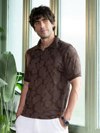 Campus Sutra Smear-Jacquard Polo T-Shirt